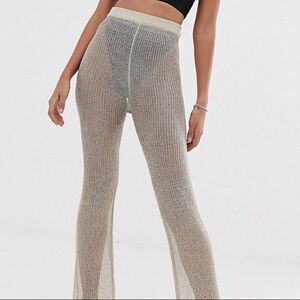 South Beach Gold Mesh Coverup Pants Size Large